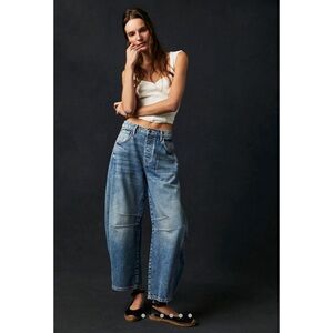 Free People Blue Wide-Leg Jeans